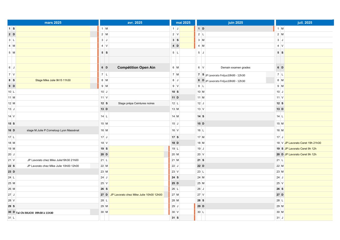Calendrier 2