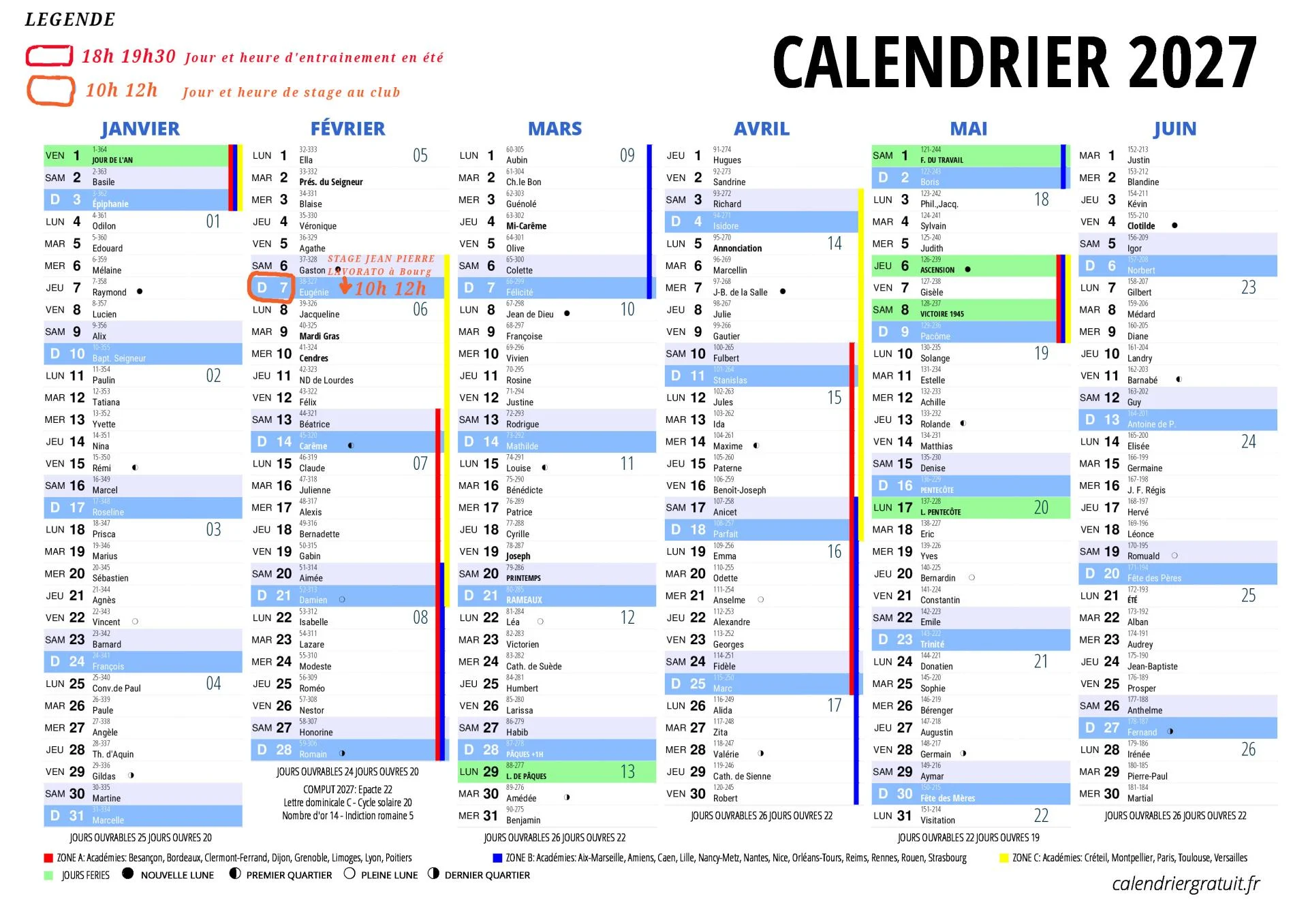 Calendrier 2027 0